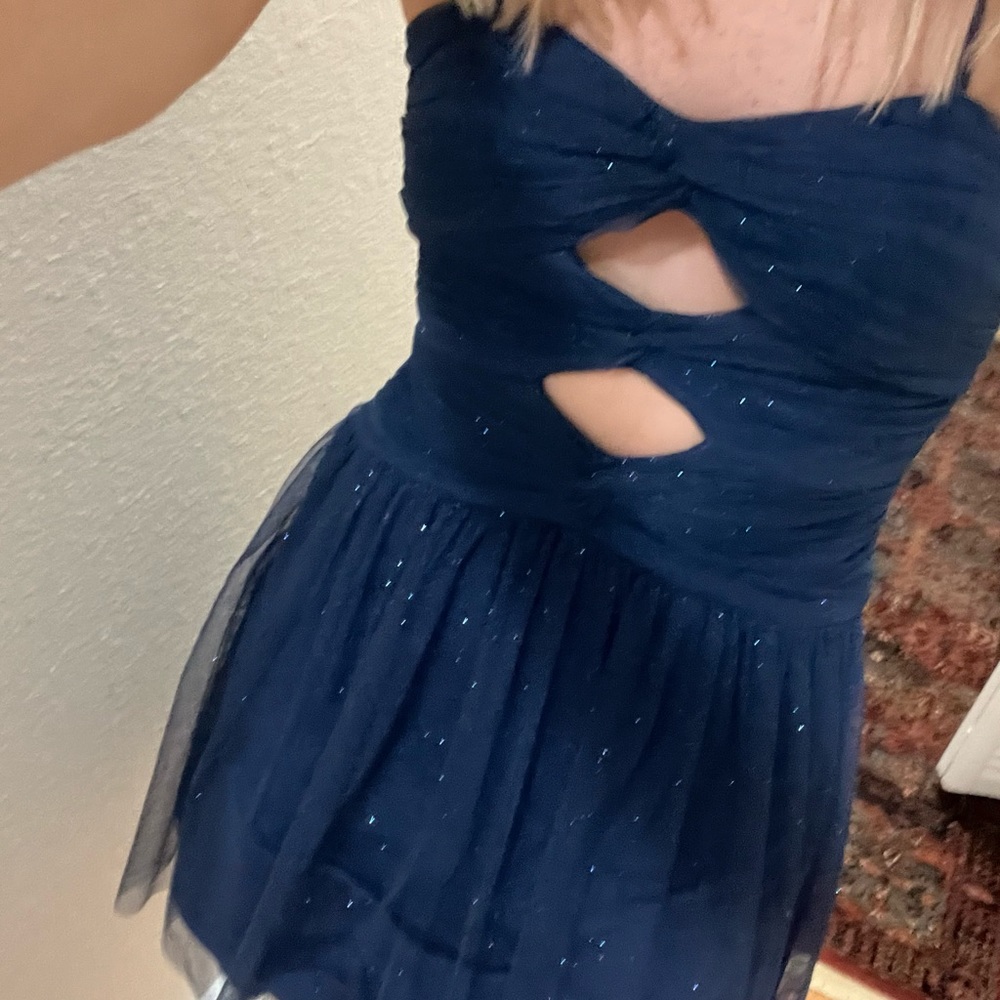 Hailey Logan by Adrianna Papel Blue Sparky Tulle Dress